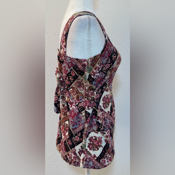 ⭐️ Made in California Vintage Printed Corduroy Sleeveless Top Size 7 - Picture 2 of 9